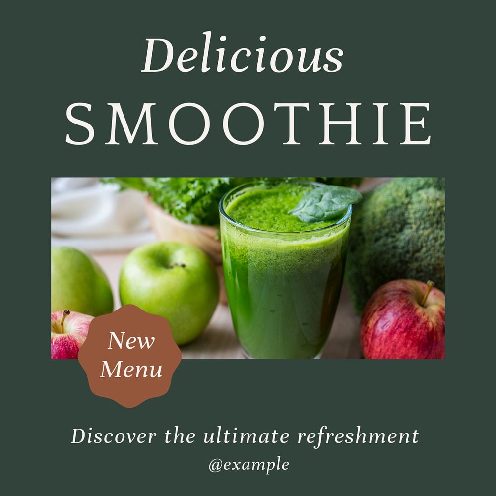 Delicious smoothies Instagram post template, editable text