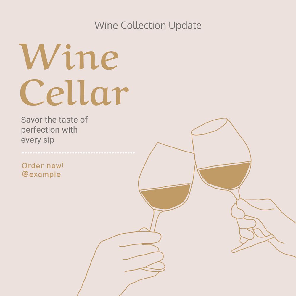 Wine cellar Instagram post template, editable text