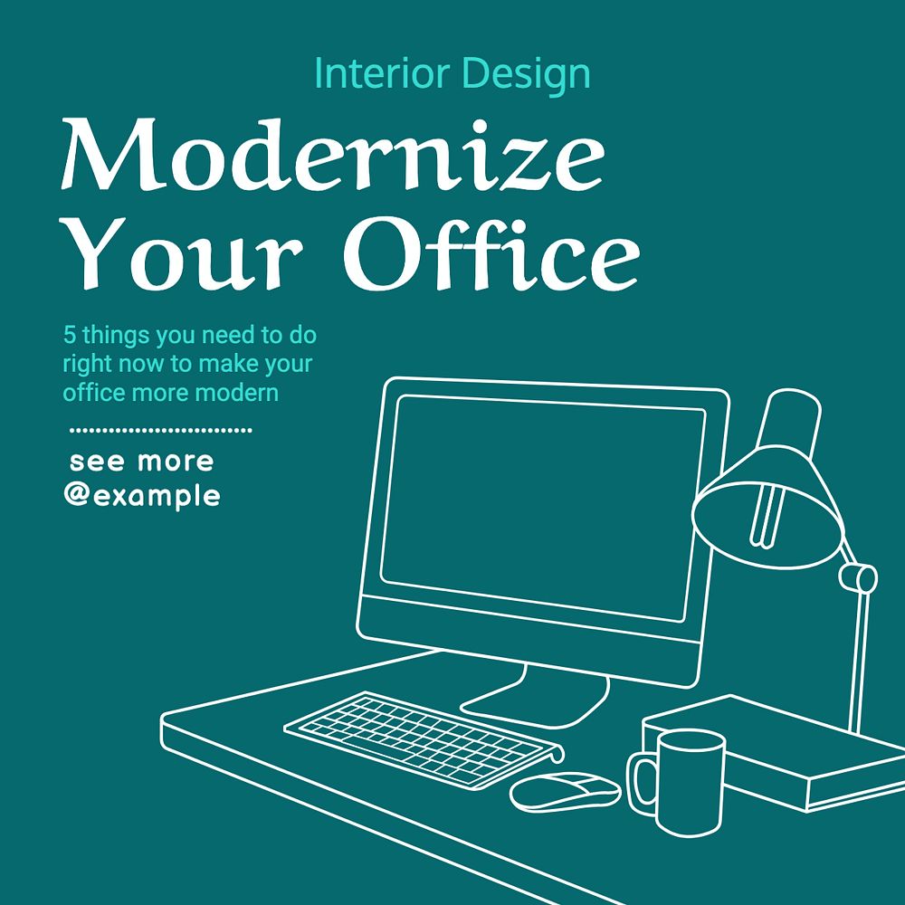 Modern office Instagram post template, editable text