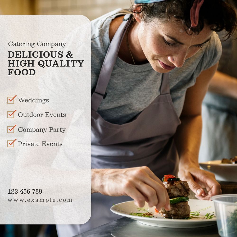 Catering service company  Instagram post template, editable text