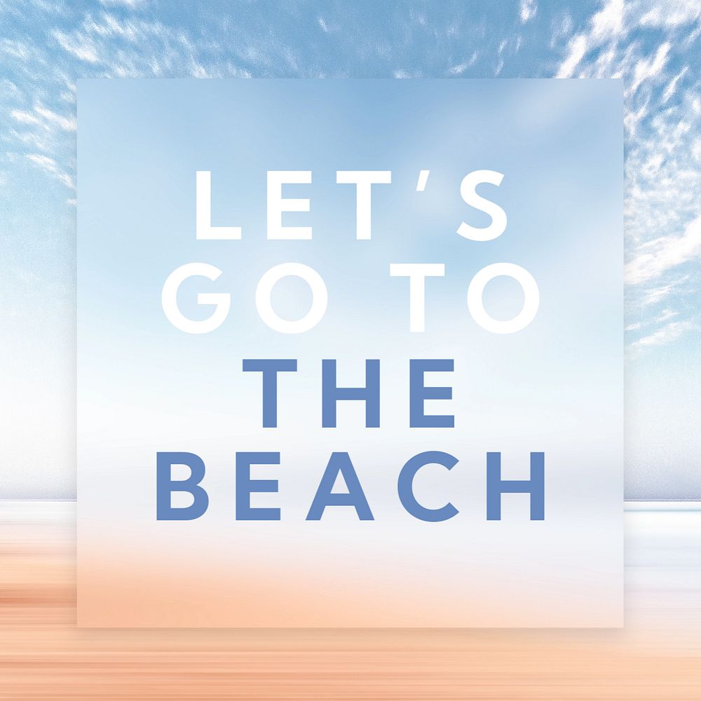 Let's go to the beach Instagram post template, editable text