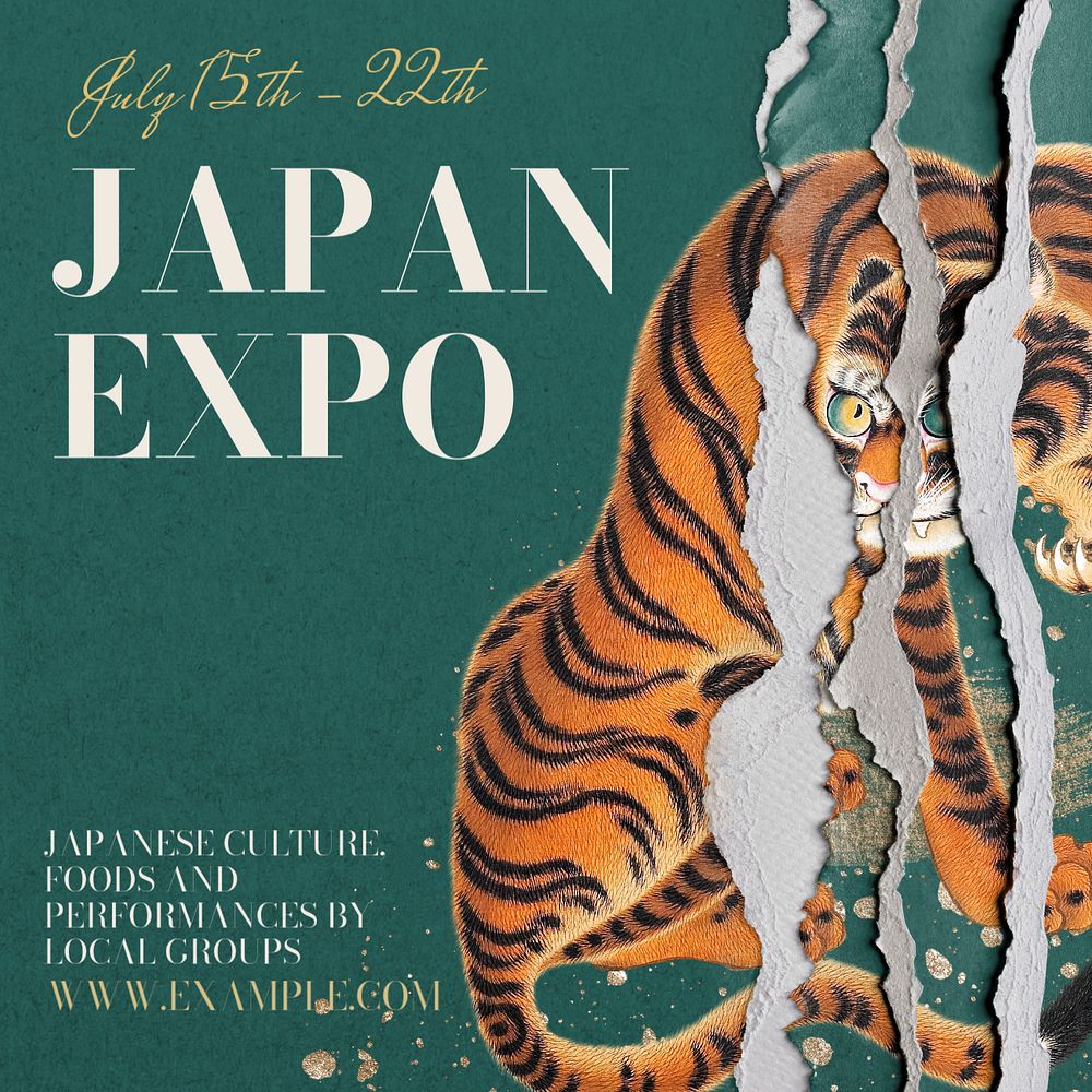 Japan expo Instagram post template, editable text