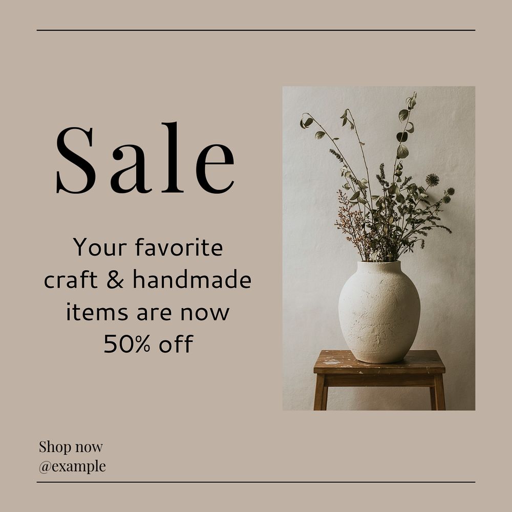 Craft sale  Instagram post template, editable text