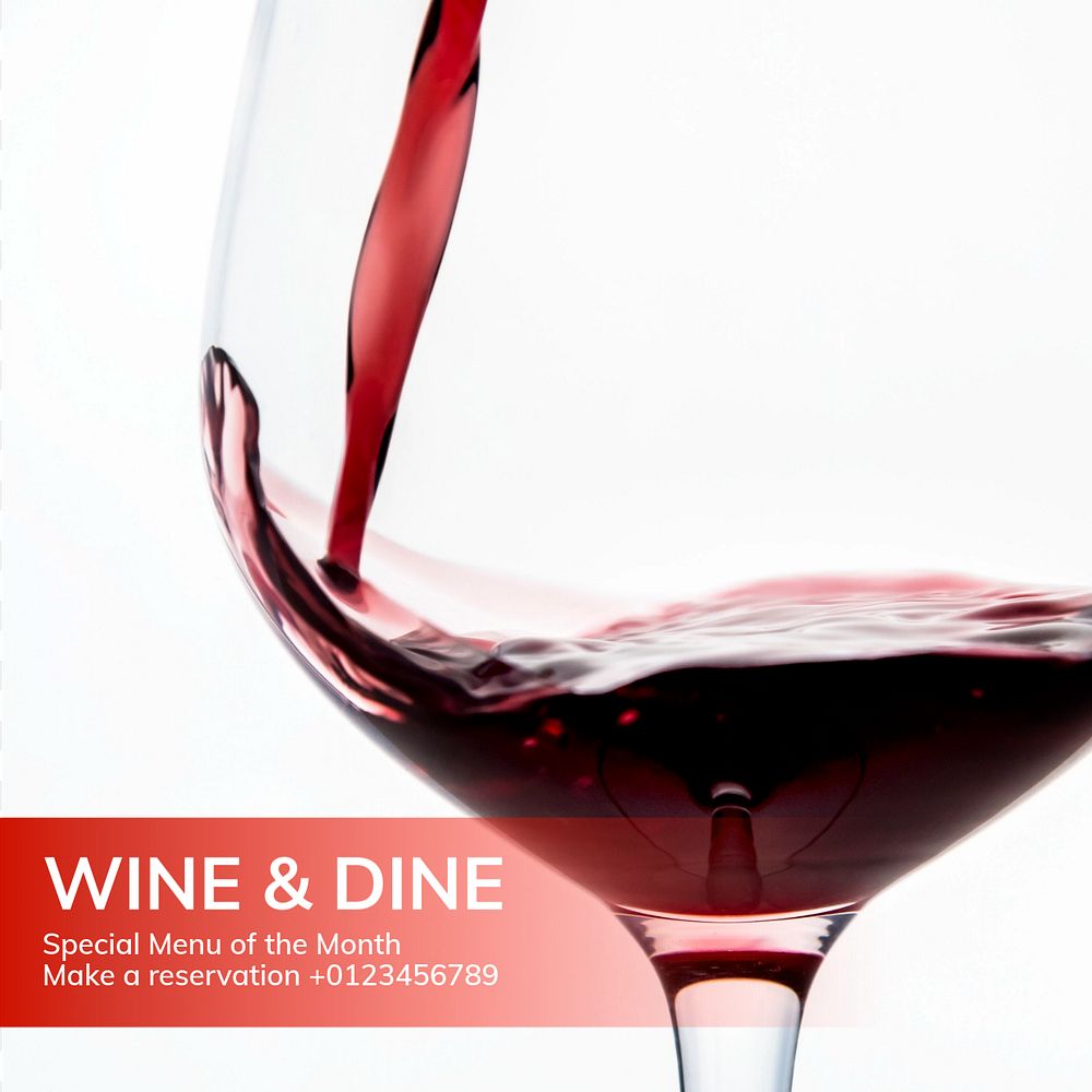 Wine & dine Instagram post template, editable text