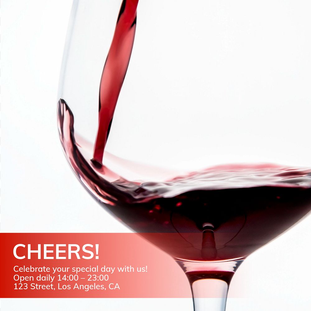 Cheers restaurant promotion Instagram post template, editable text