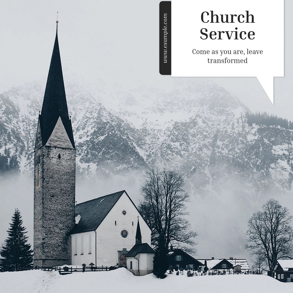 Church service Instagram post template, editable text