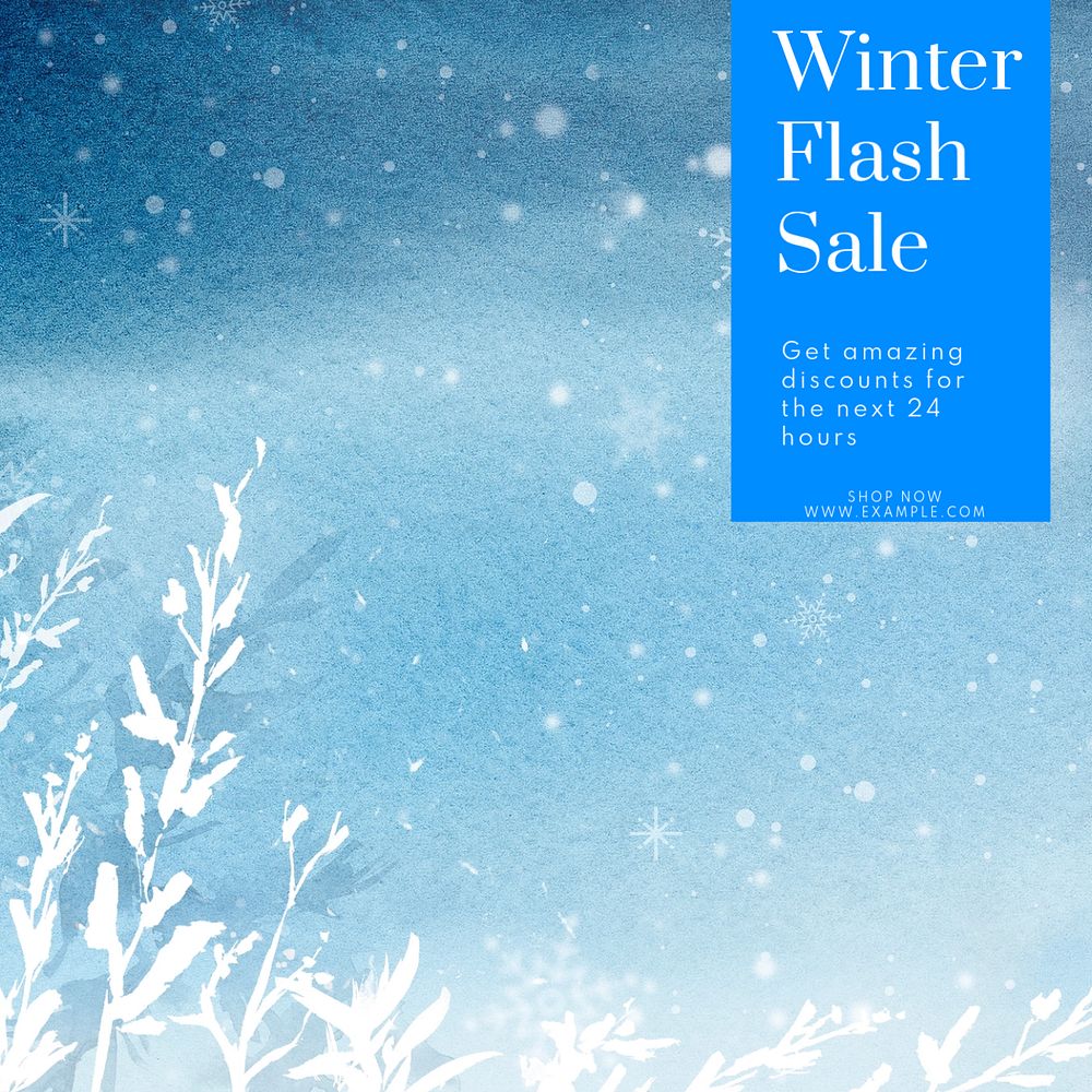 Winter flash sale Instagram post template, editable text