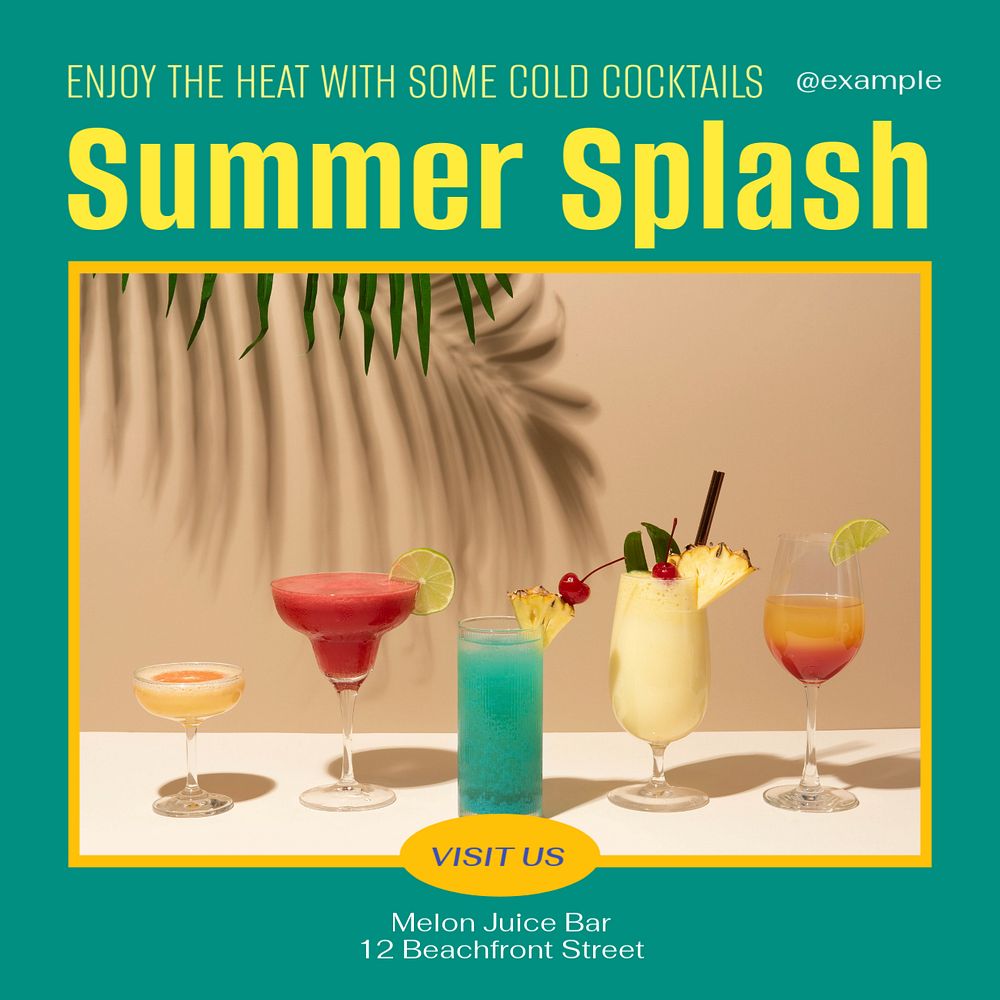 Summer splash Instagram post template, editable text