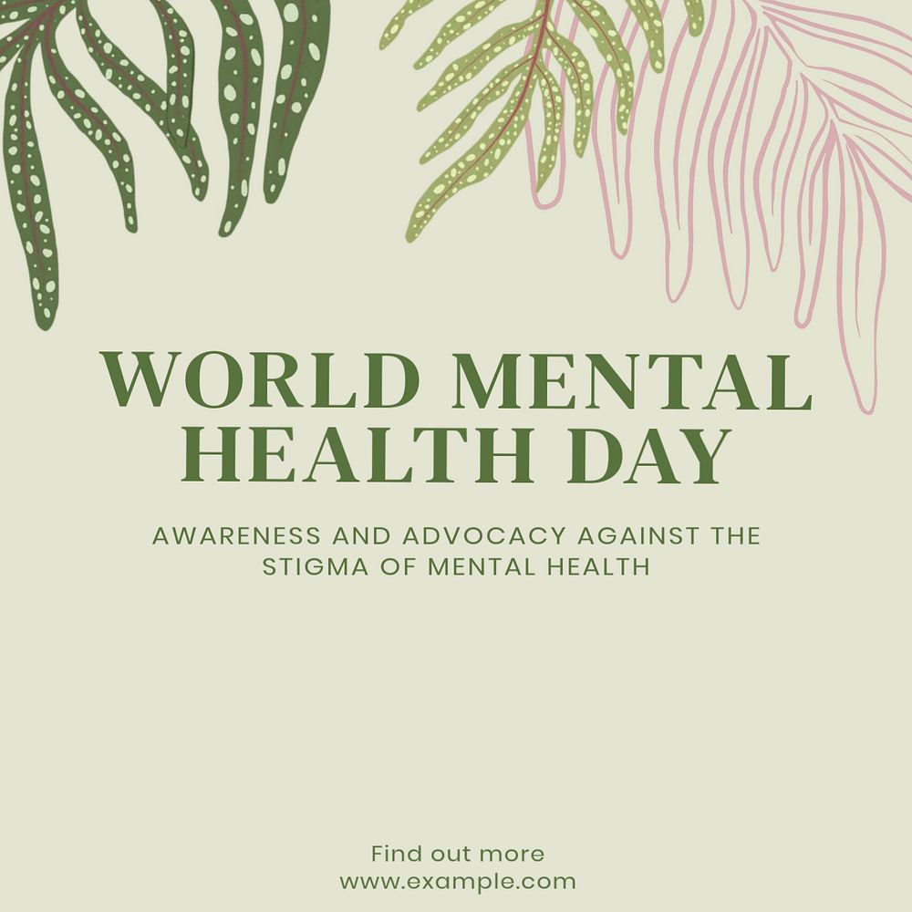 Mental health day  Instagram post template, editable text