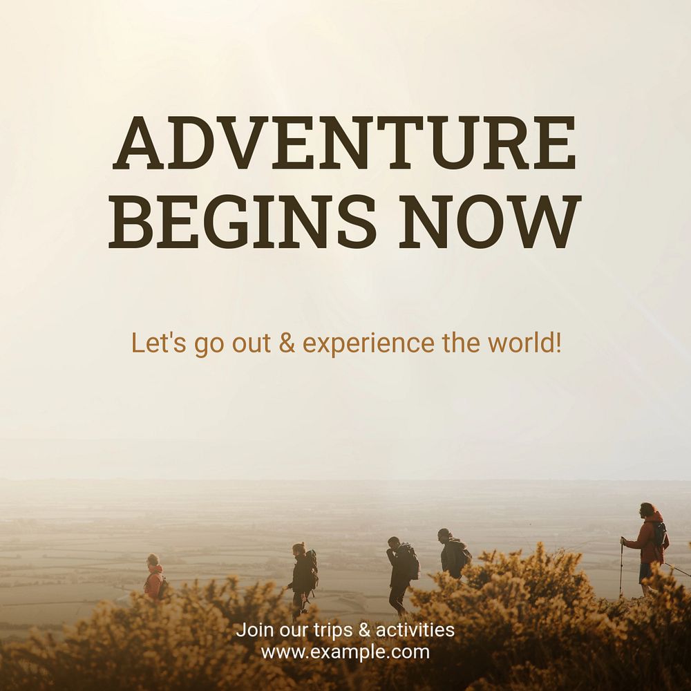 Adventure & travel Instagram post template, editable text