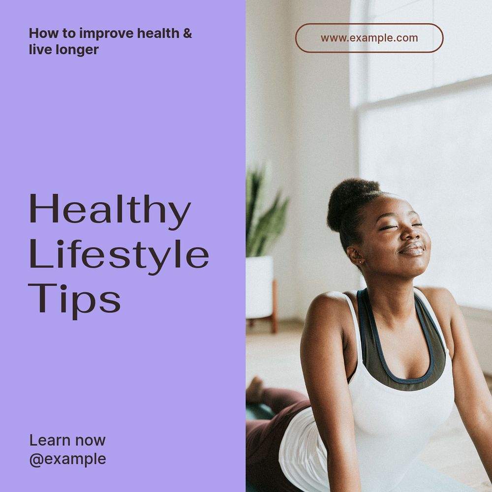 Healthy lifestyle tips Instagram post template, editable text