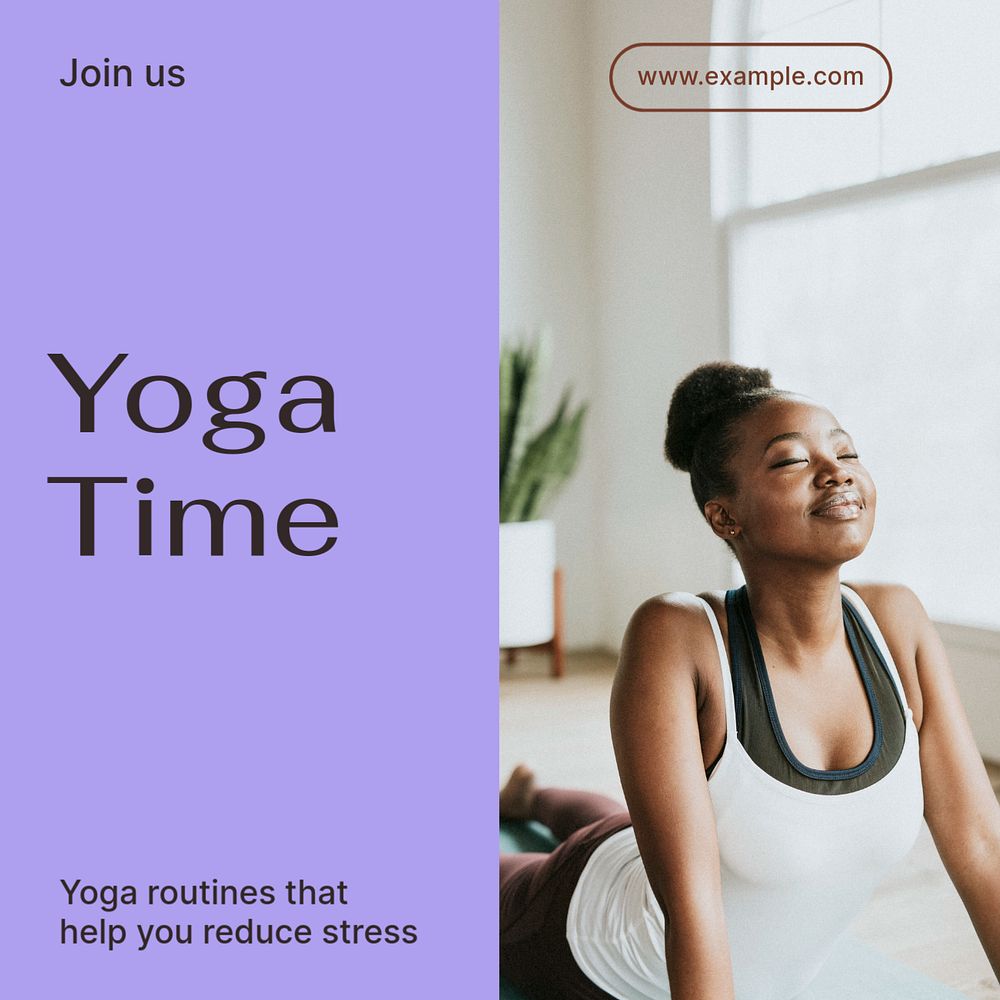 Yoga Instagram post template, editable text