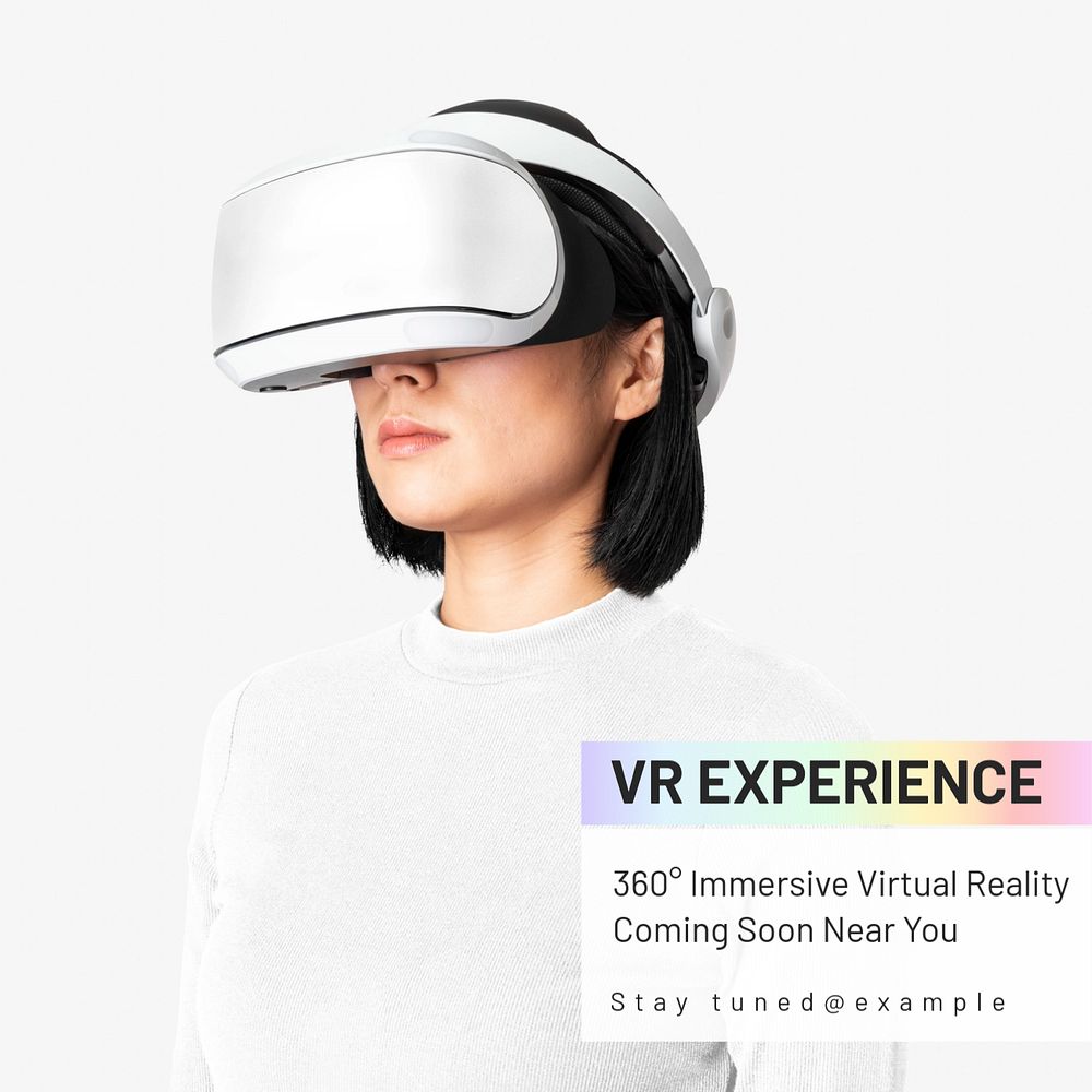 VR experience Instagram post template, editable text