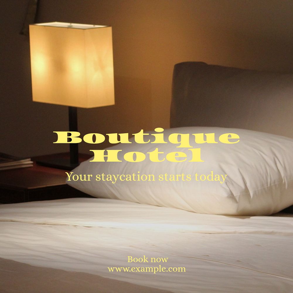 Boutique hotel Instagram post template, editable text