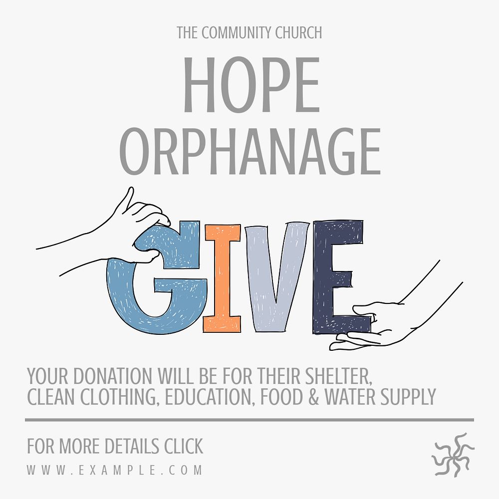 Orphanage donation Instagram post template, editable text