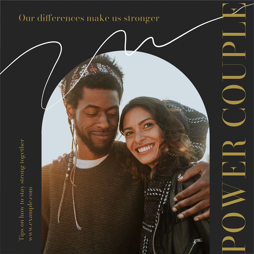 Power couple Instagram post template, editable text