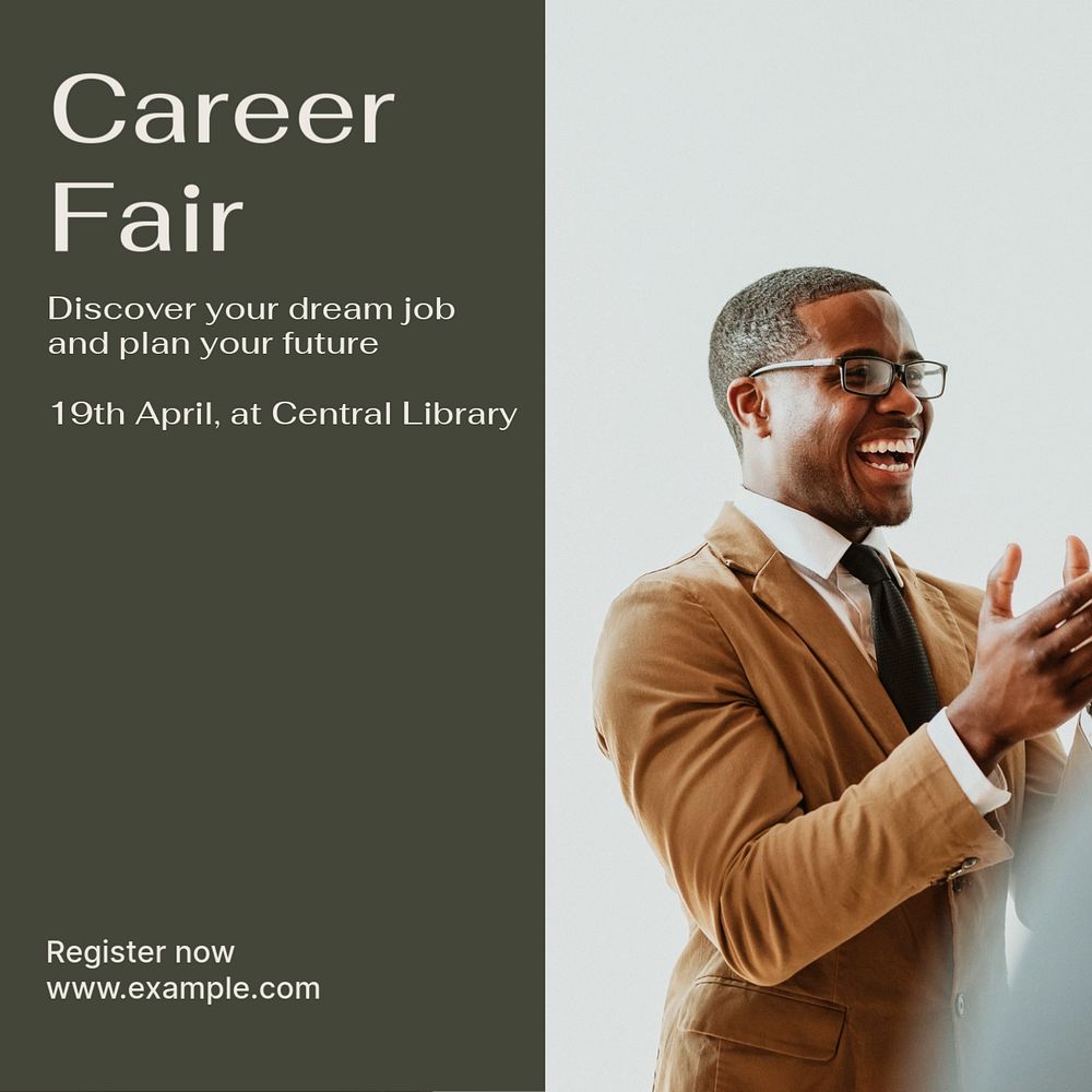 Career fair Instagram post template, editable text