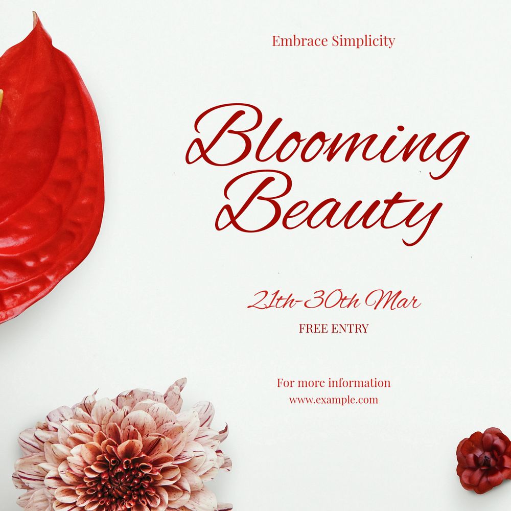 Blooming beauty Instagram post template, editable text