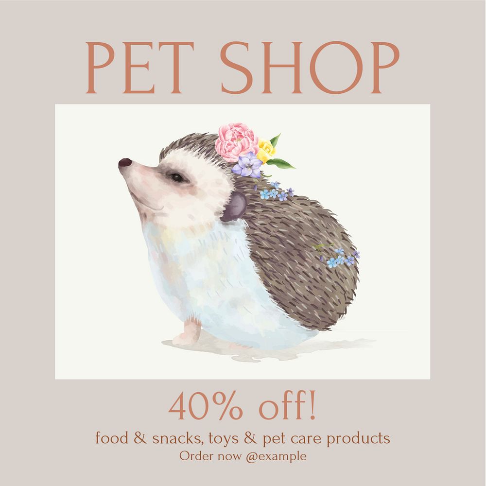 Pet shop Instagram post template, editable text