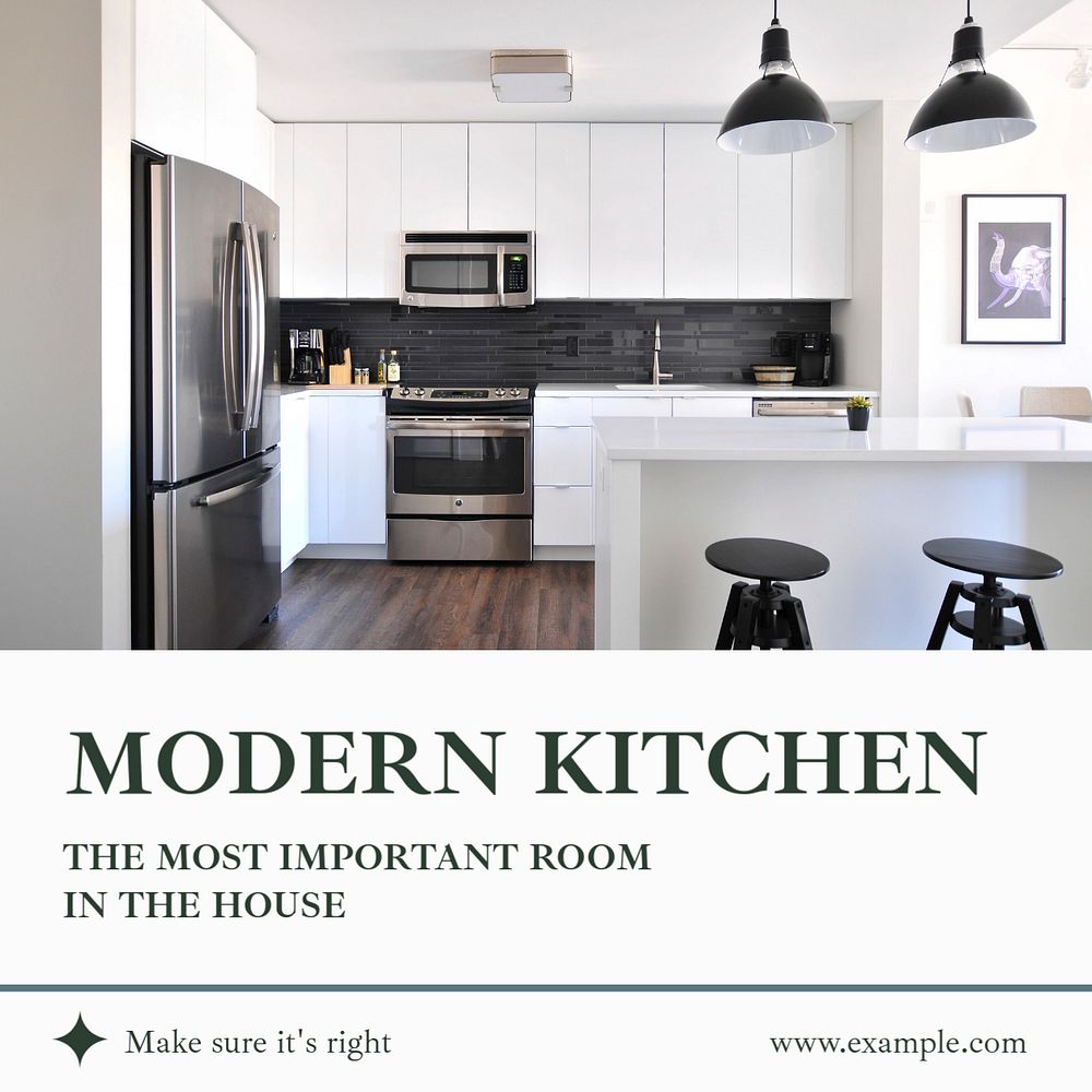 Kitchen design Instagram post template, editable text