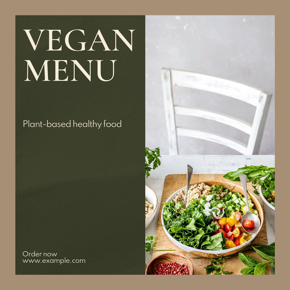 Vegan menu Instagram post template, editable text