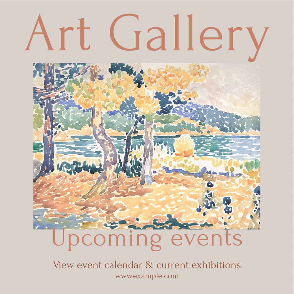 Art gallery events Instagram post template, editable text