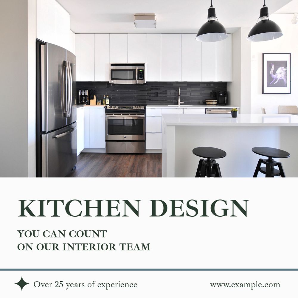 Kitchen design Instagram post template, editable text