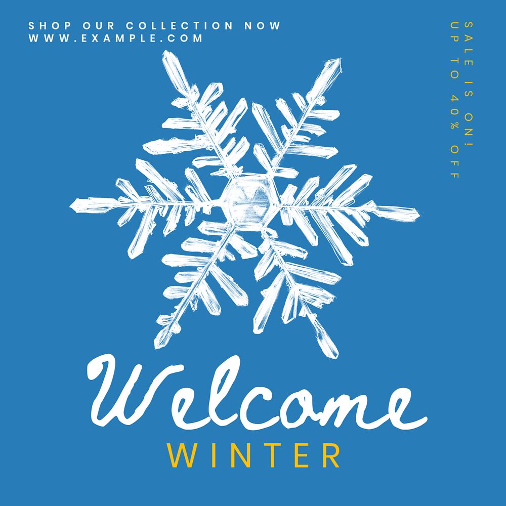 Welcome winter sale  Instagram post template, editable text