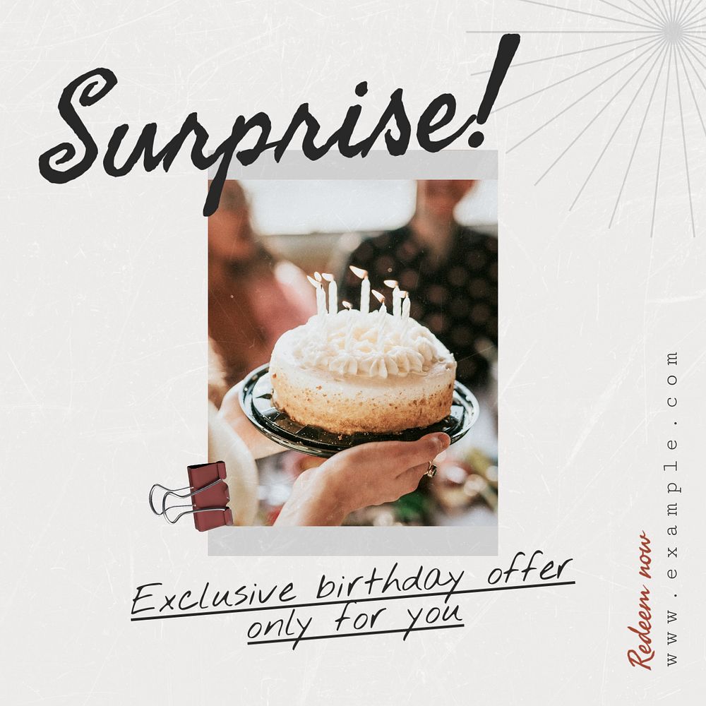 Surprise offer Instagram post template, editable text