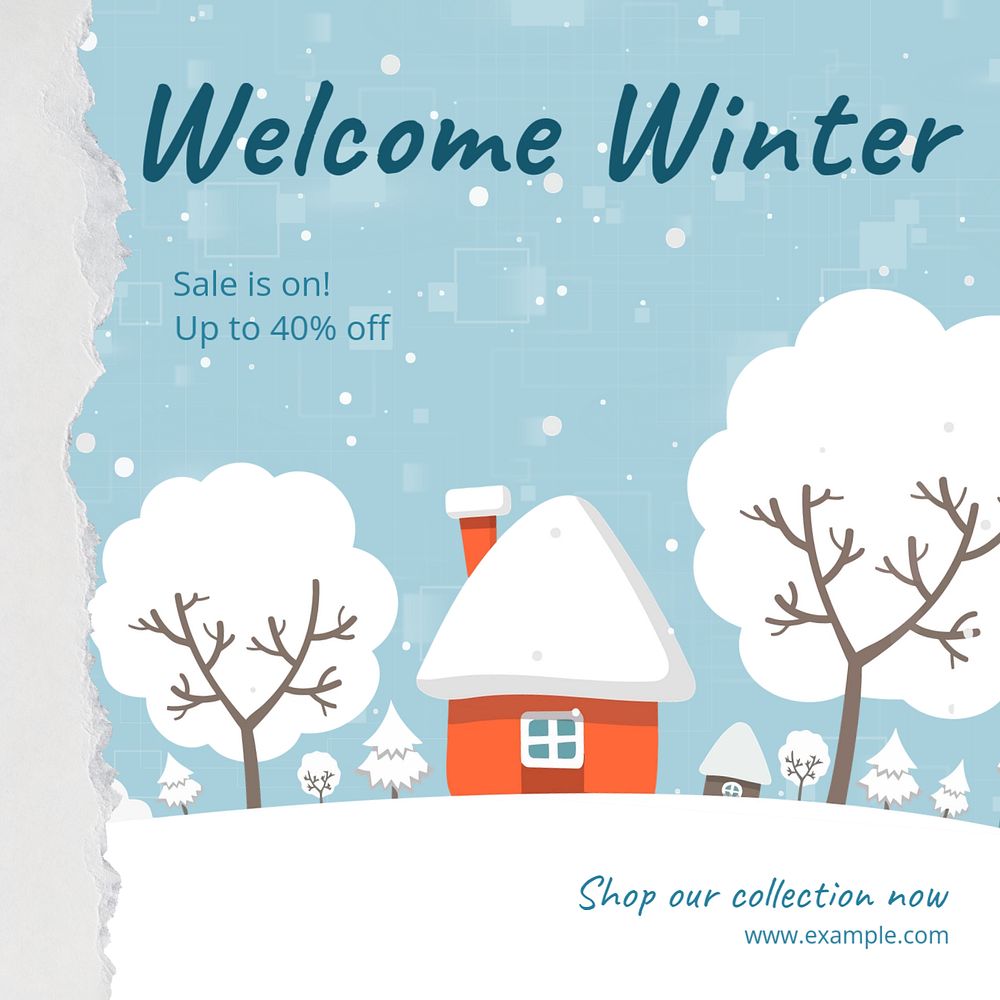 Welcome winter sale   Instagram post template, editable text