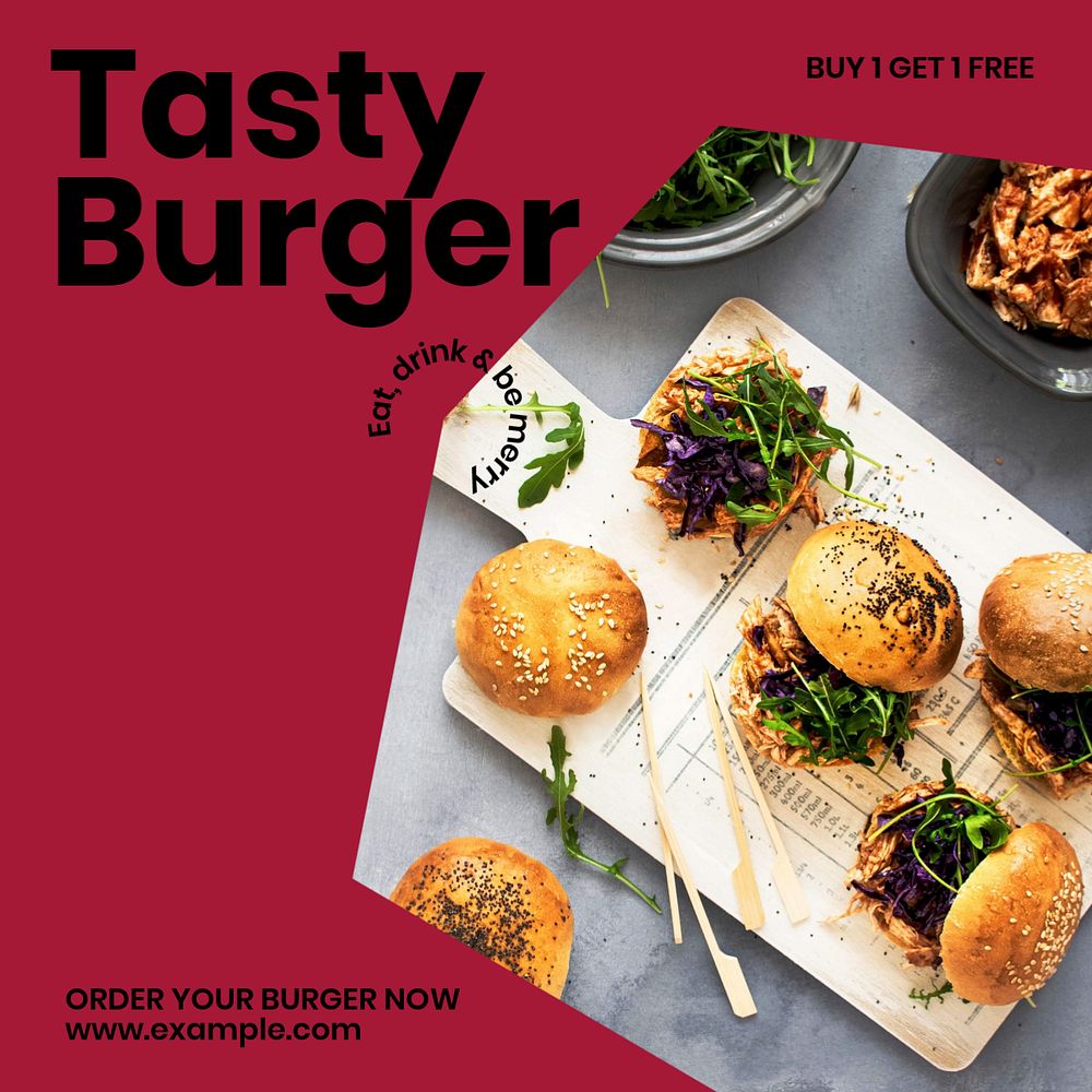 Restaurant promotion Instagram post template, editable text