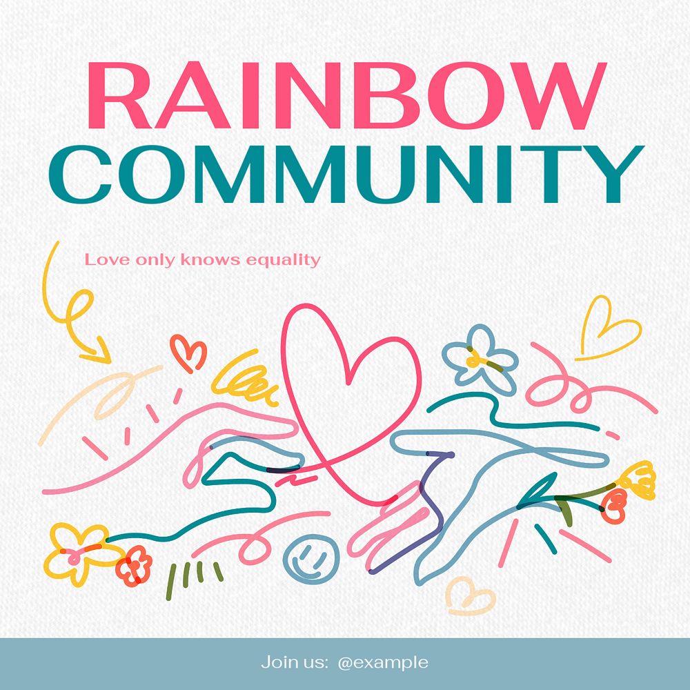 LGBTQ rainbow community Instagram post template, editable text