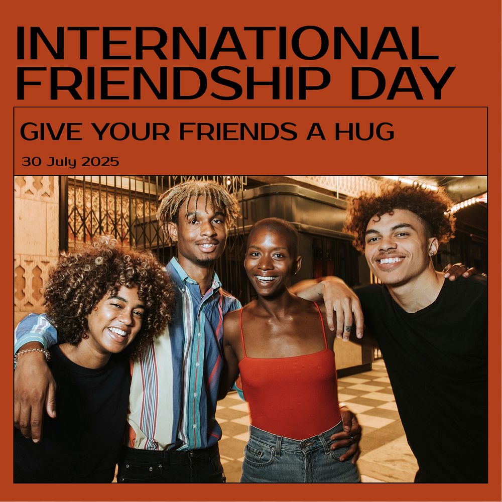 International friendship day Instagram post template, editable text