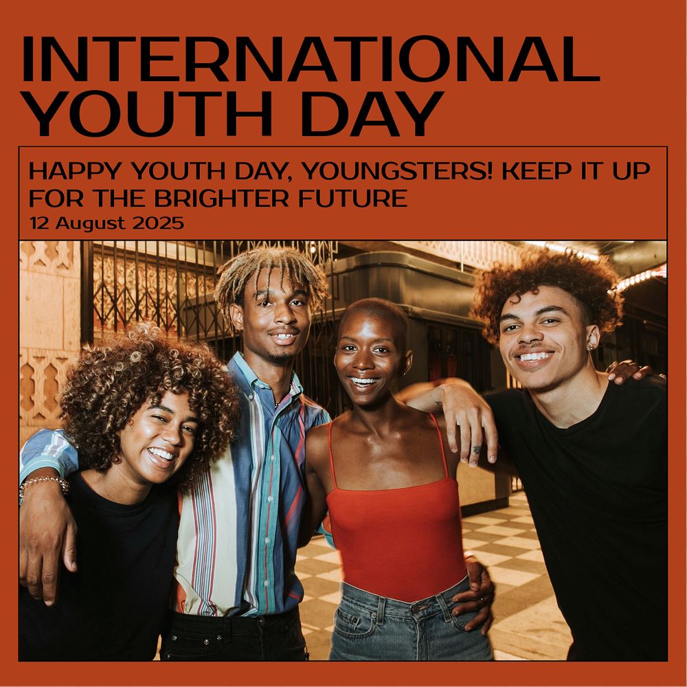 Youth day Instagram post template, editable text