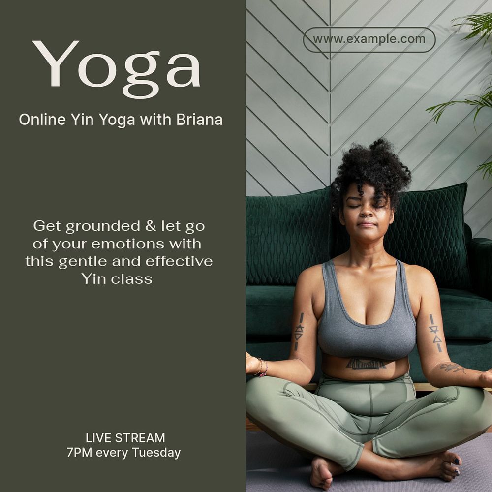 Online yoga class Instagram post template, editable text