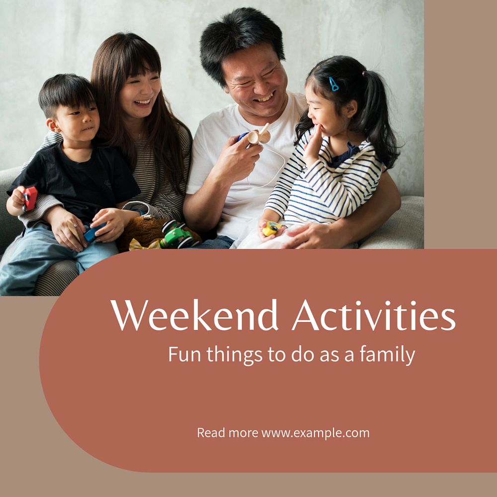 Family activities Instagram post template, editable text