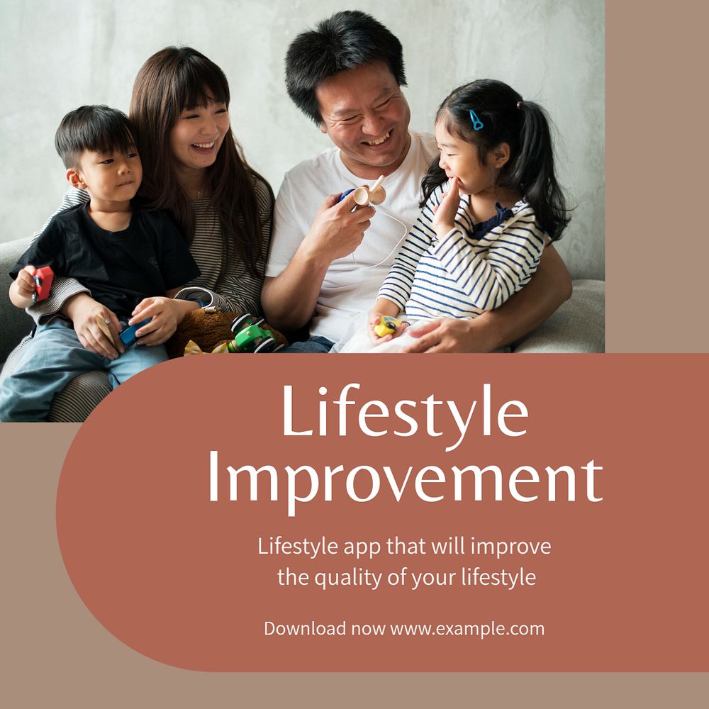 Lifestyle improvement Instagram post template, editable text