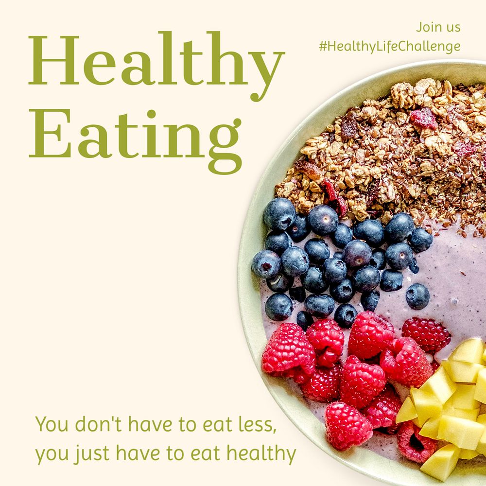 Healthy eating  Instagram post template, editable text