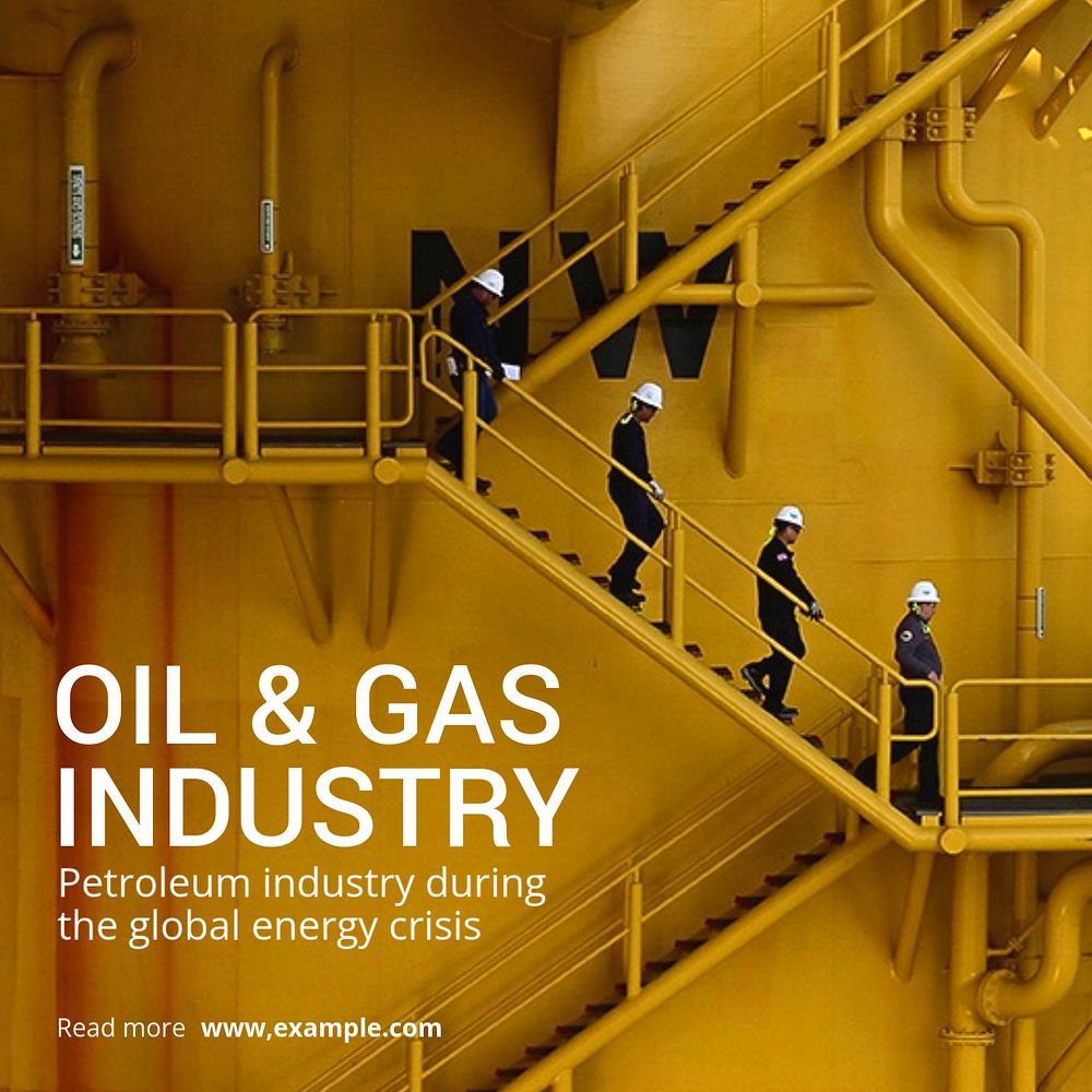 Oil & gas industry Instagram post template, editable text