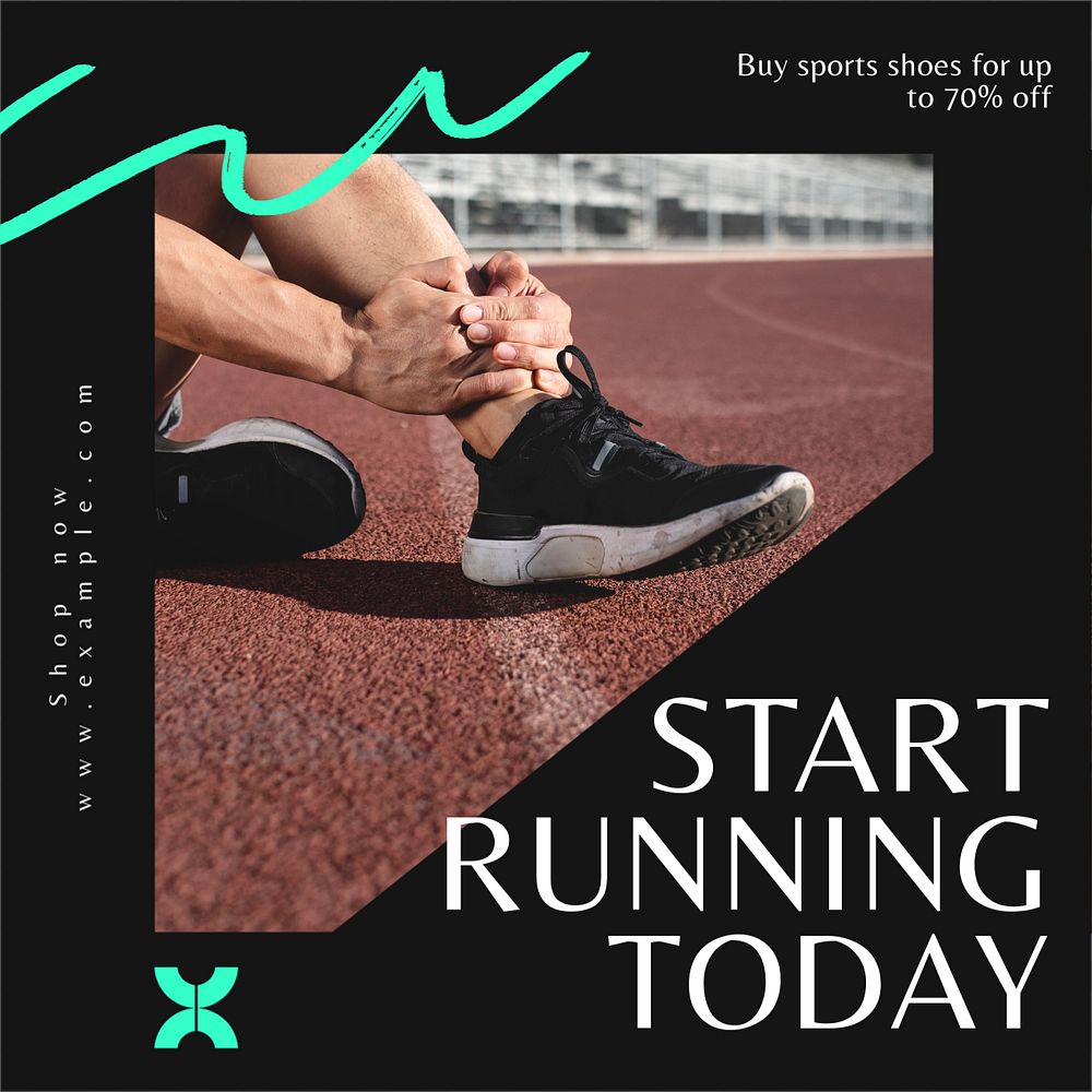 Start running today Instagram post template, editable text