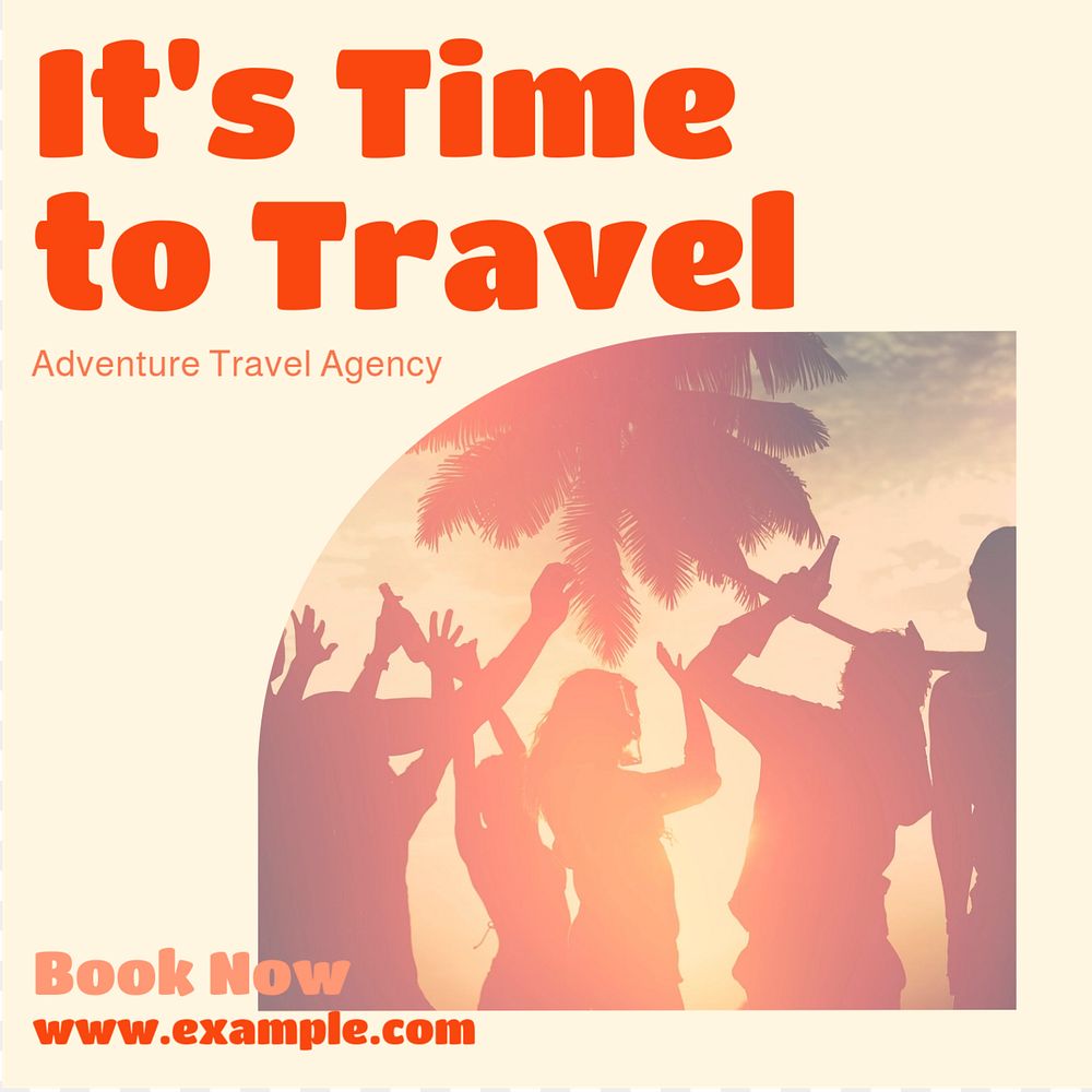 Travel agency Instagram post template, editable text