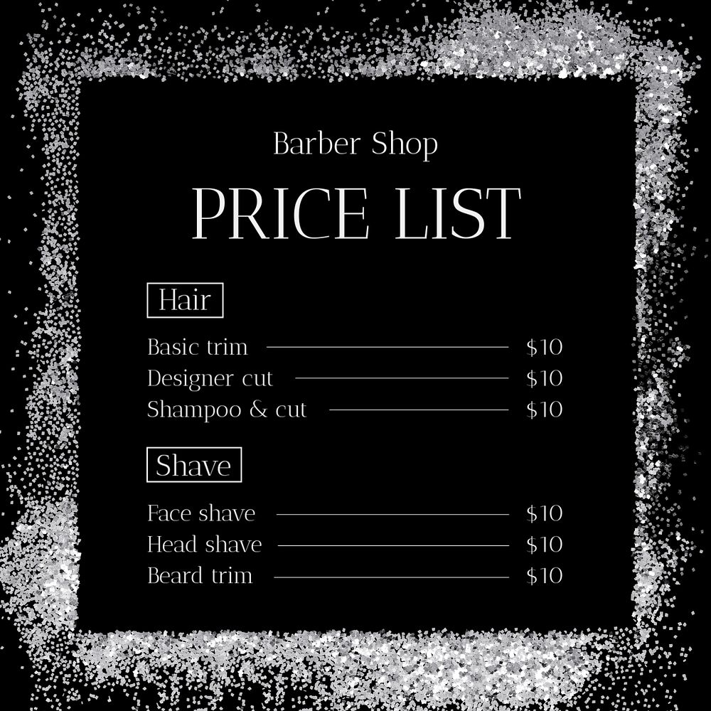 Barber shop Instagram post template, editable text