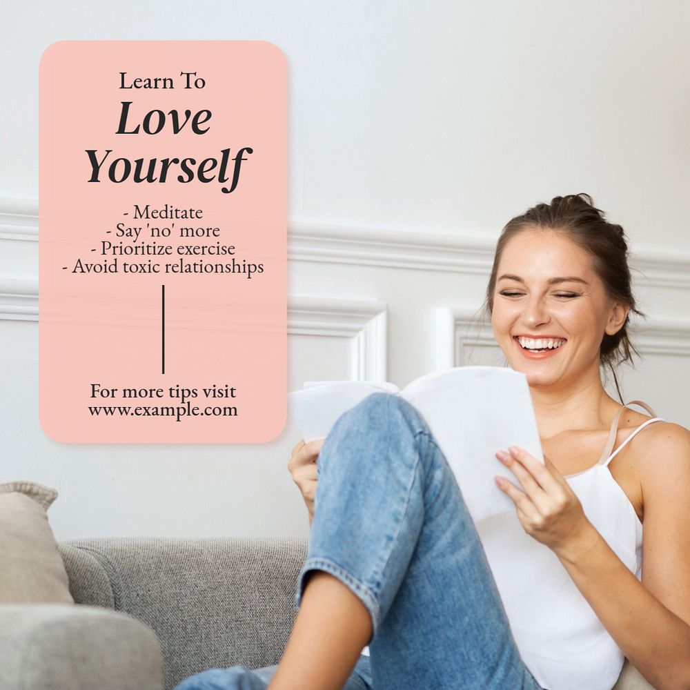 Love yourself Instagram post template, editable text