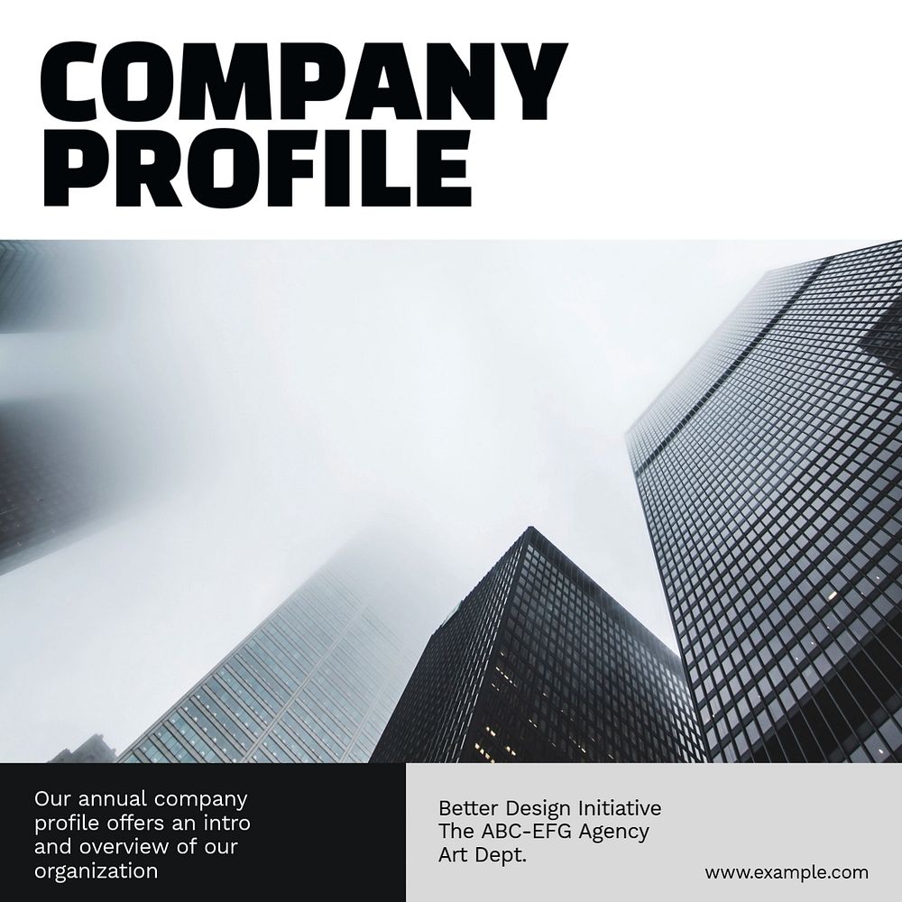 Company profile Instagram post template, editable text