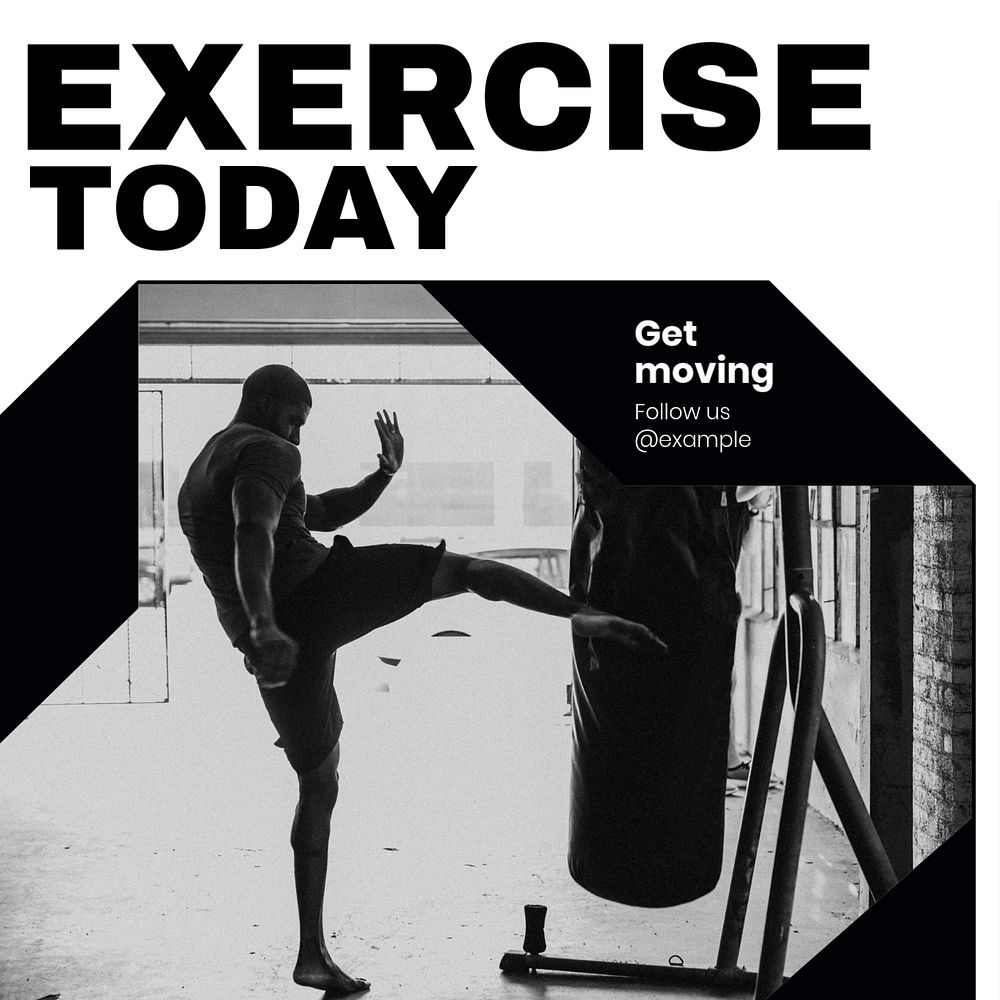 Exercise today Instagram post template, editable text