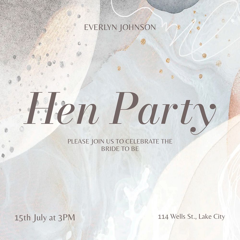 Hen party Instagram post template, editable text