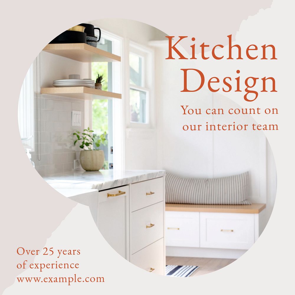 Kitchen design Instagram post template, editable text