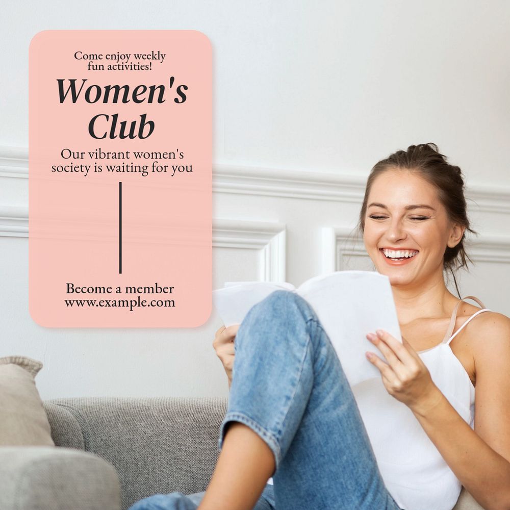 Women's club Instagram post template, editable text