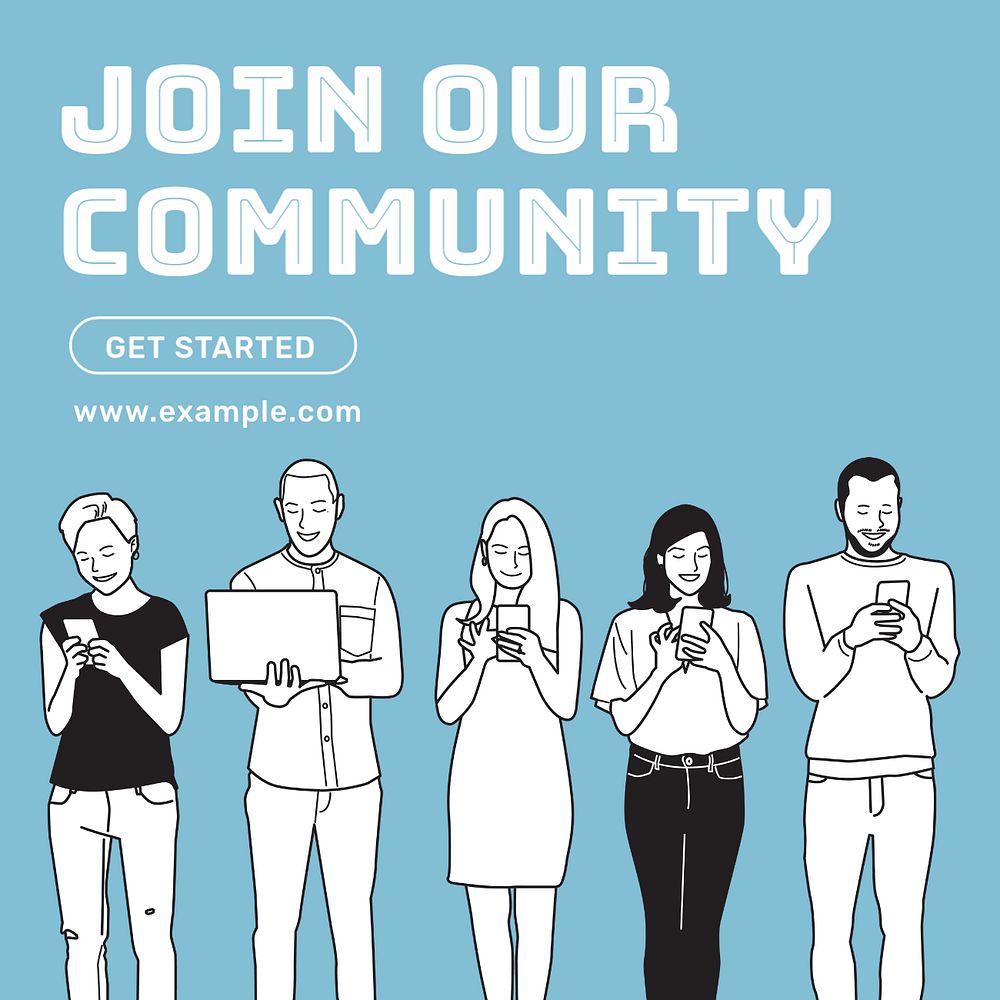 Join our community Instagram post template, editable text