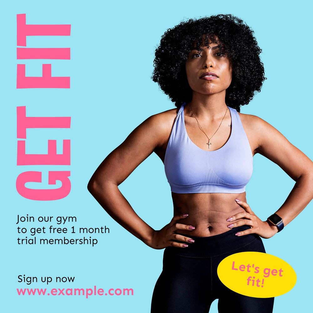 Get fit Instagram post template, editable text